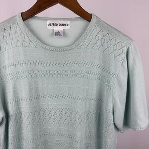 Alfred Dunner‎ Womens Med Knit Top Blue Pullover